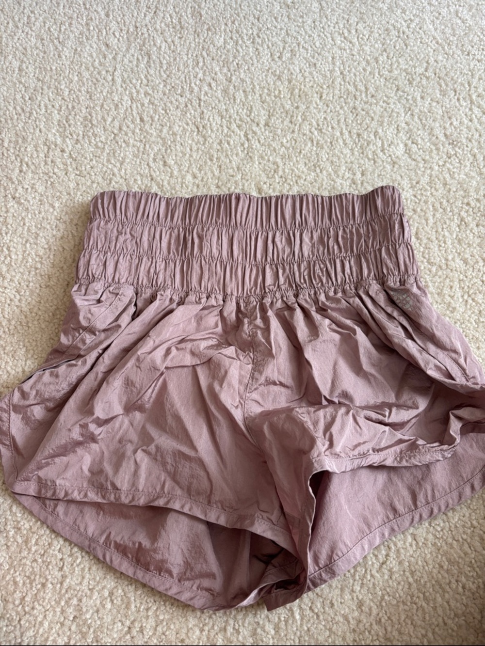 FP Movement by Free People Dusty Mauve Smocked Waist Athletic Shorts